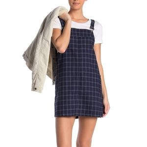 Plaid mini overall dress